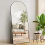 Arched Full Length Mirror, 71" x 32", Large Free Standing Leaning Hanging Wall Mounted Floor Mirror with Stand Aluminum Alloy Fr