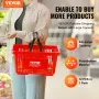 Shopping Basket, Set of 12, 24L Durable Plastic Grocery Basket with Handle and Stand, 16.73 x 11.61 x 8.86 inch Portable Shop Ba