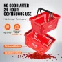 Shopping Basket, Set of 12, 24L Durable Plastic Grocery Basket with Handle and Stand, 16.73 x 11.61 x 8.86 inch Portable Shop Ba