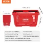 Shopping Basket, Set of 12, 24L Durable Plastic Grocery Basket with Handle and Stand, 16.73 x 11.61 x 8.86 inch Portable Shop Ba