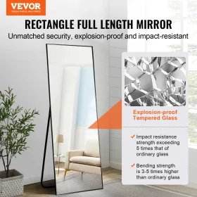 Full Length Floor Mirror 71'' x 31'' Free Standing Wall Mounted with Stand
