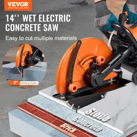 14'' Electric Concrete Saw Wet/Dry Saw Cutter with Water Pump and Blade
