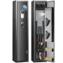 5 Rifles Gun Safe, Rifle Safe with Fingerprint Lock, Quick Access Gun Storage Cabinet for Shotguns with Removable Shelf, Pistol 