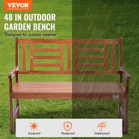 Outdoor Bench 48 in Wood Garden Bench 700 lbs Park Patio Yard Porch Bench