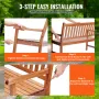 Outdoor Bench, 50 inches Wood Garden Bench for Outdoors, 800 lbs Load Capacity Bench, Outdoor Garden Park Bench with Backrest an