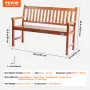 Outdoor Bench, 50 inches Wood Garden Bench for Outdoors, 800 lbs Load Capacity Bench, Outdoor Garden Park Bench with Backrest an