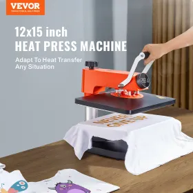 Heat Press Machine - 6 in 1 Heat Press Sublimation Machine for DIY T-Shirts/Hats/Mugs/Heat Transfer Projects, 12x15 Multifunctio
