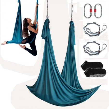 Aerial Yoga Hammock & Swing, 5.5 Yards, Aerial Yoga Starter Kit with 100gsm Nylon Fabric, Full Rigging Hardware & Easy Set-up