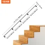 Pipe Stair Handrail Staircase Handrail 12 FT (3.65 cm) Carbon Steel for Wall Mount