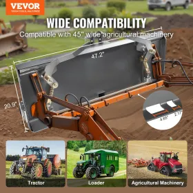 Universal 3-point Skid Steer Plate 3/8" Skid Steer Attachment Plate