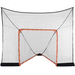 Hockey and Lacrosse Goal Backstop with Extended Coverage, 12' x 9' Lacrosse Net, Complete Accessories Training Net, Quick Easy