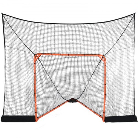 Hockey and Lacrosse Goal Backstop with Extended Coverage, 12' x 9' Lacrosse Net, Complete Accessories Training Net, Quick Easy