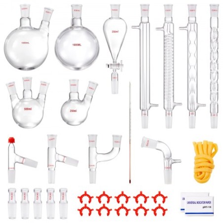Lab Distillation Kit, 3,3 Boro Lab Glassware Distillation Kit med 24, 40 led, 1000 ml essentiel olie destillationsapparat