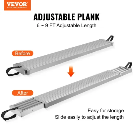 Aluminiumsarbejde Plank Telescoping 6-9 ft 500 lb kapacitet