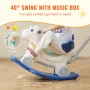 4 in 1 Rocking Horse for Toddlers 1-3 Years, Baby Rocking Horse with Detachable Balance Board, Push Handle and 4 Smooth Wheels, 