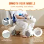 4 in 1 Rocking Horse for Toddlers 1-3 Years, Baby Rocking Horse with Detachable Balance Board, Push Handle and 4 Smooth Wheels, 