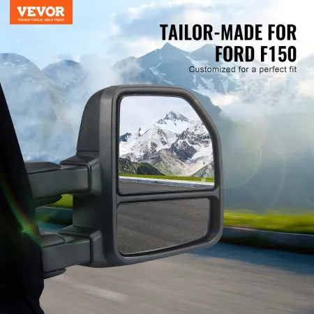 Towing Mirrors, Left & Right Pair Set for 2015-2018 Ford F150, Power Heated with Signal Light & Puddle Light, Plane & Convex Gla