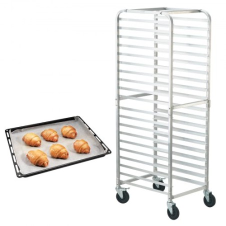 Bun Pan Rack, 20-lags kommercielle bageri-stativer med bremsehjul, aluminiumsracking af vognopbevaring til halvt og fuldt ark,