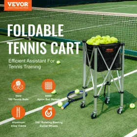 Tennisbold Hopper Basket Undervisning Tennisboldvogn med hjul 180 bolde