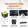 Foldable Tennis Ball Hopper, Holds 150 Tennis Balls, Lightweight Aluminum Alloy Tennis Ball Basket Cart with Wheels, Removable B
