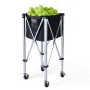 Foldable Tennis Ball Hopper, Holds 150 Tennis Balls, Lightweight Aluminum Alloy Tennis Ball Basket Cart with Wheels, Removable B