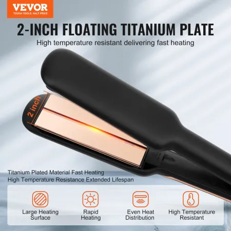 Hair Straightener, 2-inch Titanium Flat Iron - with Infrared Technology and Negative Ions, Fast Heating Hair Straightener Flat I