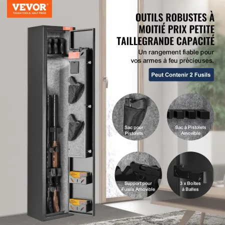 Gun Safe Rifle Safe med digital tastatur & lås til 2 rifler og