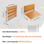 Folding Teak Shower Seat, 20.9 x 16'' Unfolded, Wall Mounted Fold Up Shower Bench with 500 lbs Load Capacity, Space Saving Home 