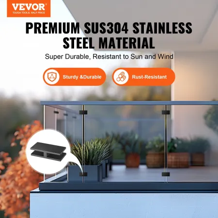 Glass Clamp, 4 PCS Rectangle Glass Railing Bracket for 0.31 "-0.47 " Tempered Glass, 304 Stainless Steel Glass Mounting Clamp, 0