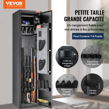 5 Rifles Gun Safe, Rifle Safe with Digital Keypad & Lock, Gun Storage Cabinet with Built-in Storage Locker, Removable Storage Sh