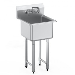 Stainless Steel Prep & Utility Sink, 1 Compartment Free Standing Small Sink Include Faucet & legs, 18"x41" Commercial Single