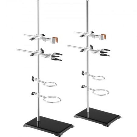 Lab Stand Support, Laboratory Retort Support Stand 2 Sets, Steel Lab Stand 23.6" Rod and 8.3" x 5.3" Cast Iron Base, Includes