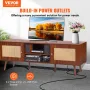 Rattan TV Stand til 65 "TV Boho TV Stand med indbygget sokkel