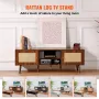 Rattan TV Stand til 65 "TV Boho TV Stand med indbygget sokkel
