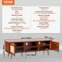 Rattan TV Stand, Mid Century Modern TV Stand for 65 inch TV, Boho Rattan TV Cabinet with Build-in Socket and USB Ports, Adjustab