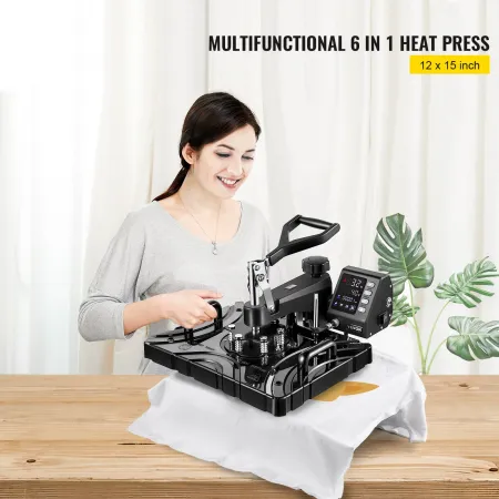 Heat Press 12x15 tommer 6 i 1 varmepresse 1000W Swing Away