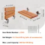Folding Teak Shower Seat, 20.1" x 13.2" Unfolded, Wall Mounted Fold Up Shower Bench with 440 lbs Load Capacity, Space Saving Hom