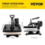 Heat Press 12x15 tommer 6 i 1 varmepresse 1000W Swing Away