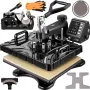 Heat Press 12X15 Inch 6 In 1 Heat Press 1000W Swing Away Black Sublimation Printer Transfer Machine T-Shirt Press with Dual-tube