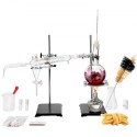 Essentiel olie destillationssæt, 500 ml destillationsapparat, 3,3 Boro Lab Glassware Distillation Kit med alkohollampe,