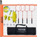 Volleyball and Badminton Set, Outdoor Portable Badminton Net, Adjustable Height Steel Poles, Professional Combo Set with PVC