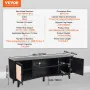Rattan TV Stand for 75in TV, Boho TV Stand with Rattan Door, Entertainment Center with Build-in Socket, Storage Cabinet with 2 S