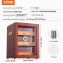 Cigar Humidor Cabinet, Handmade Spanish Cedar Wood Cigar Humidor for 100-150 Cigars, Glass Cigar Desktop Storage Case with Digit