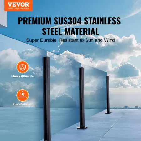 Glass Clamp, 41.34" Height Glass Railing Bracket for 0.39 "-0.47 " Thickness Tempered Glass, 304 Stainless Steel Glass Mounting 