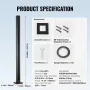 Glasklemme 41.34 "H Rækværksbeslag til 0,39" -0,47 "Glass sort