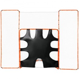 3-i-1 lacrosse-mål med backstop og mål, 12 'x 9' lacrosse net, stålramme baghaven lacrosse rebounder udstyr, hurtig