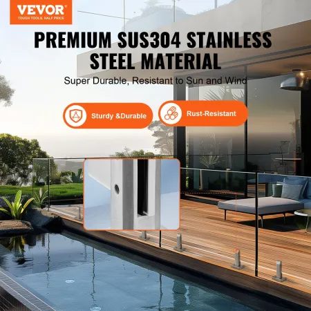 Glass Clamp, 10 PCS Square Glass Railing Bracket for 0.31 "-0.47 " Tempered Glass, 304 Stainless Steel Glass Mounting Clamp, 0.1