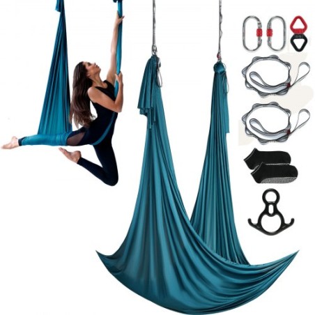 Aerial Silk & Yoga Swing, 11 yards, Aerial Yoga Hammock Kit med 100 gsm nylonstof, fuld rigginghardware og let opsætning
