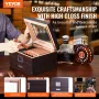 Cigar Humidor, Glass Top Cigar Humidor Box, Handmade Spanish Cedar Wood Cigar Desktop Box, Cigar Storage Case with Humidifier, H