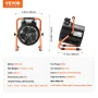 Greenhouse Heater, 2000W Fast Heating with Overheat Protection, 2-Speed Setting Small Grow Tent Heater, Electric Portable Heater